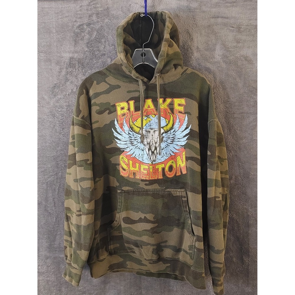 Blake Shelton Camo Hoodie Large Camouflage Pullover Hoodie Tour Country Music - Picture 2 of 12